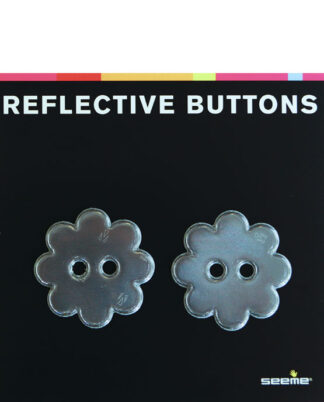 Refleks Refleksknapper sorte blomster 40 mm 2 stk