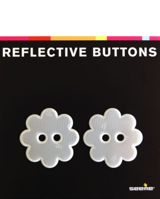 Refleks Refleksknapper hvite blomster 40 mm 2 stk
